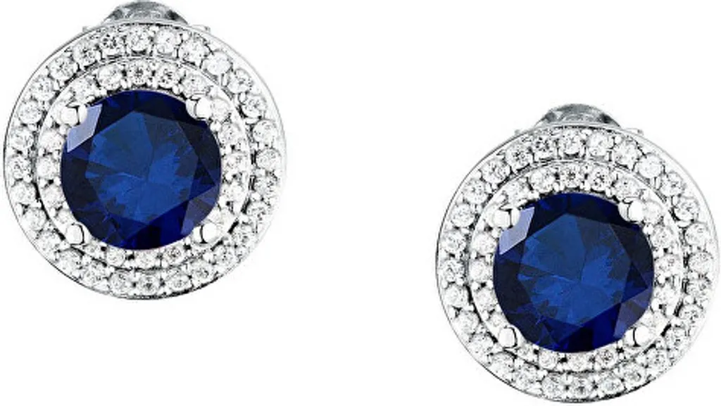 Boucles d'oreilles argent anti-allergie et zircone bleue durable