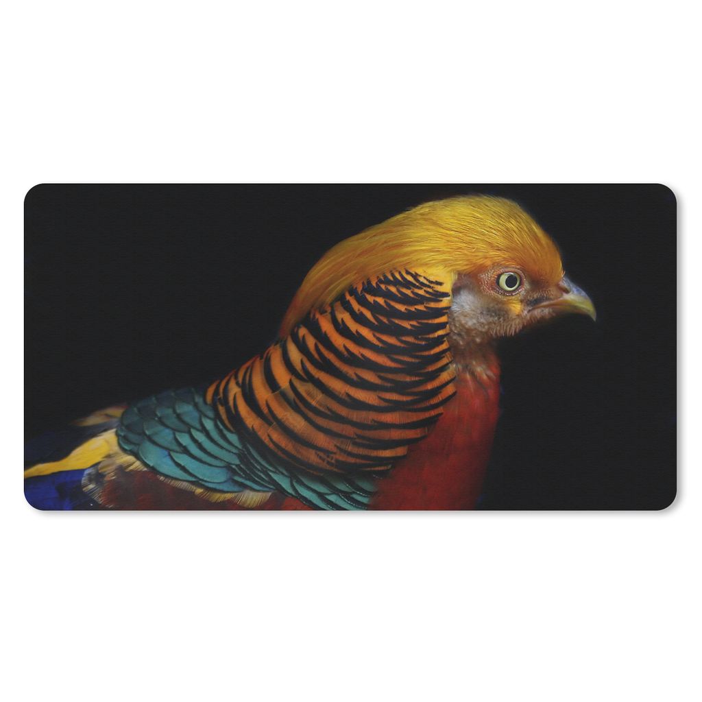 MuchoWow Mauspad Mousepad Vogel - Federn - Schwarz - Porträt 60x30 cm - Mousepads - Maus Mat - Pad - Mausunterlage