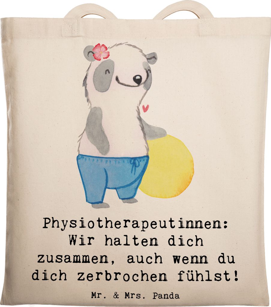 Mr. & Mrs. Panda Schultasche Physiotherapeutin Zusammenhalt - Transparent - Geschenk, Schreie, Beruf, Jutebeutel, Tasche, Uni, Laptoptasche, Ermuti...