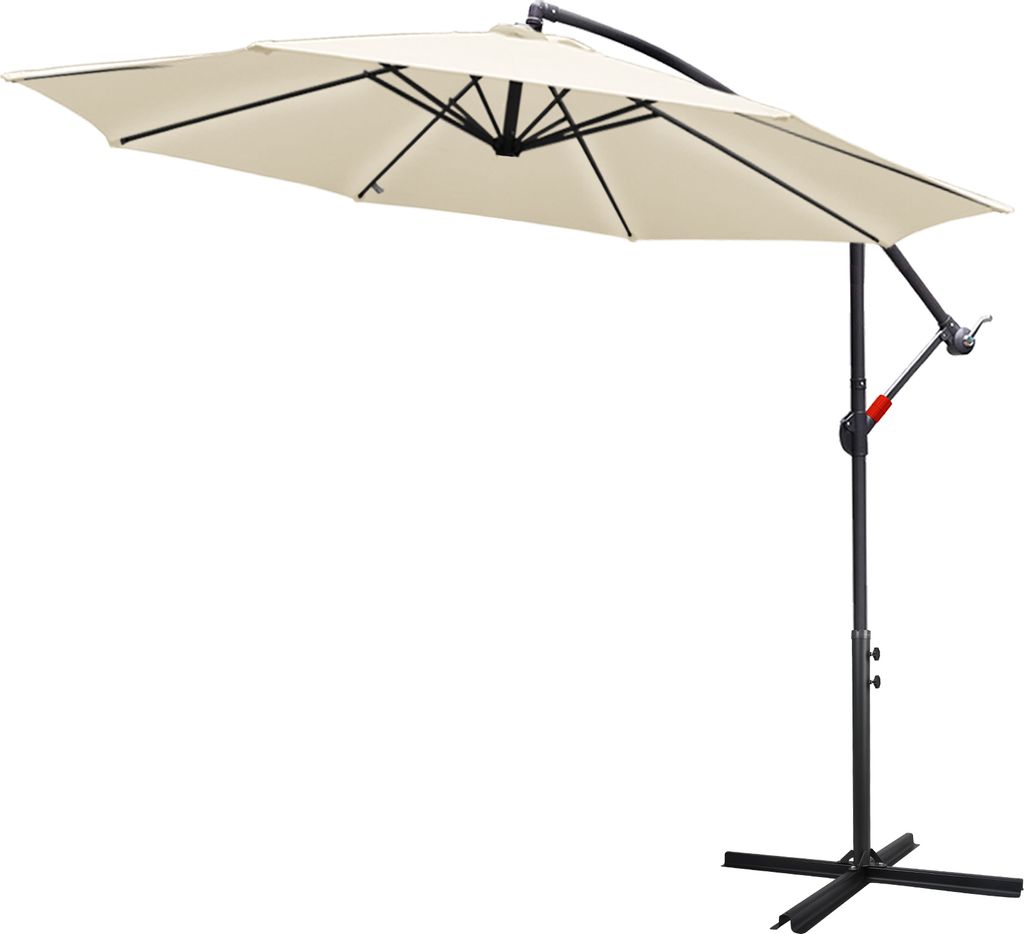 Aopunly Sonnenschirm Beige Ø 300 cm Ampelschirm Gartenschirm Marktschirm Kurbel Balkon