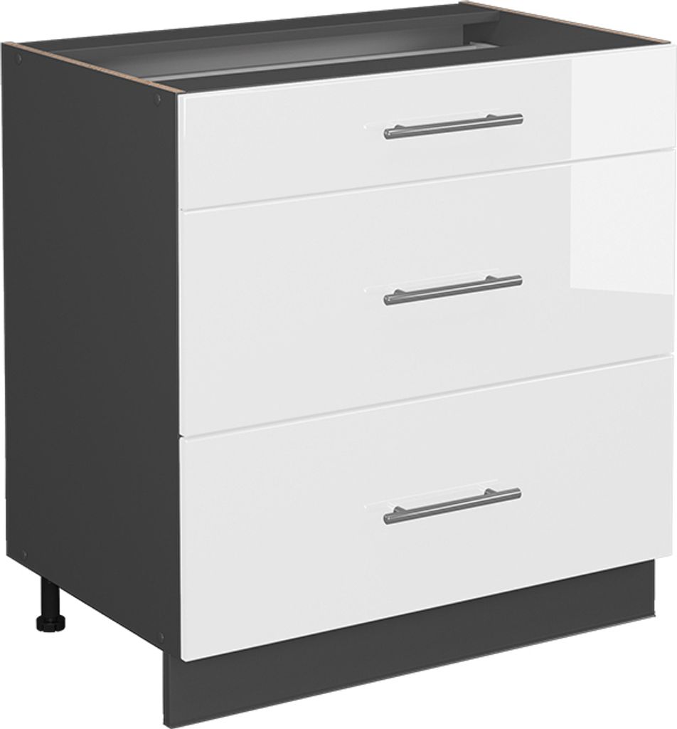 Küchenunterschrank Vicco Fame-Line Weiß Hochglanz 80 cm mit Produktbild 