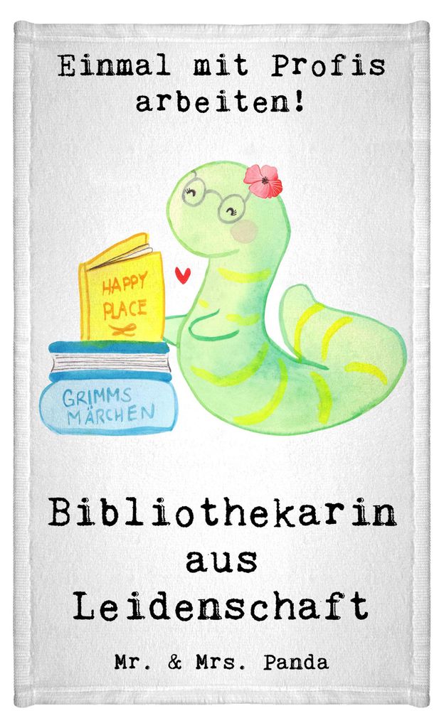 Mr. & Mrs. Panda Handtuch Bibliothekarin Leidenschaft - Weiß - Geschenk, Kleines, Buchhandlung, Gäste-WC, Bibliothek, Mini-Handtuch, Beruf, Frott...