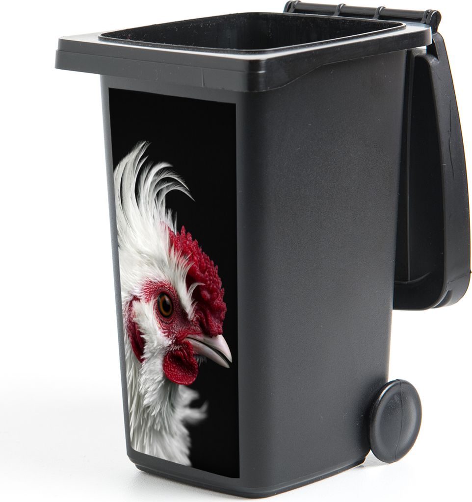 MuchoWow Mülltonnenaufkleber Huhn - Vogel - Schwarz 44x98 cm - Containeraufkleber - Aufkleber - Mülltonnen-Aufkleber