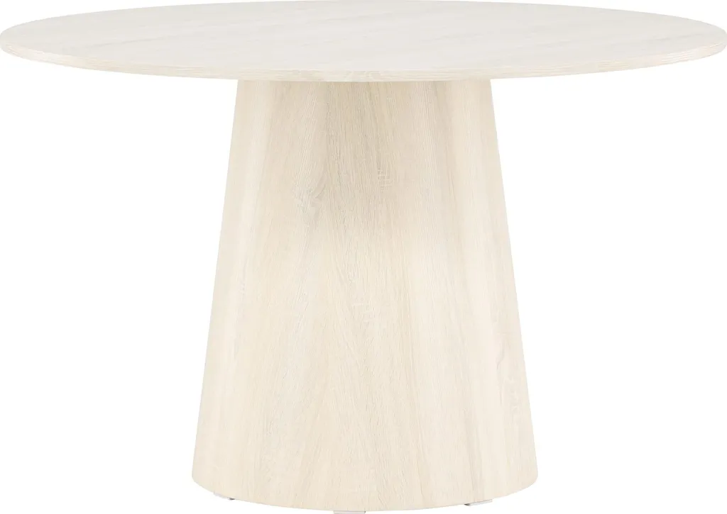 Lanzo Table de Salle à Manger Ø120 cm Whitewash - Style Scandinave