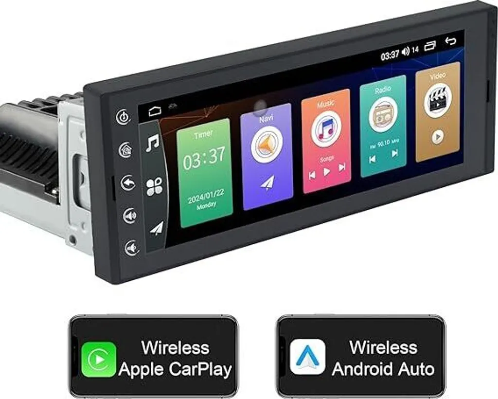 GPS 1Din Android Autoradio avec Écran 6,9" Wireless CarPlay et 2G+32G