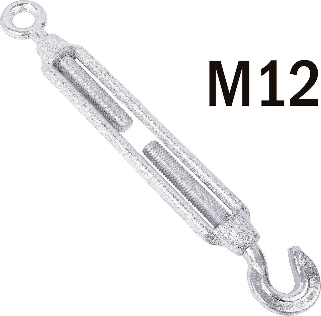 BAUSTER Spannschloss Seilspanner Spannschraube Verzinkt Drahtseil 12mm Stahl Haken Öse 5-24mm
