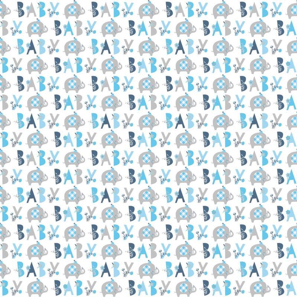 Baby Elefant Geschenkpapier blau 76cm x 1,52m