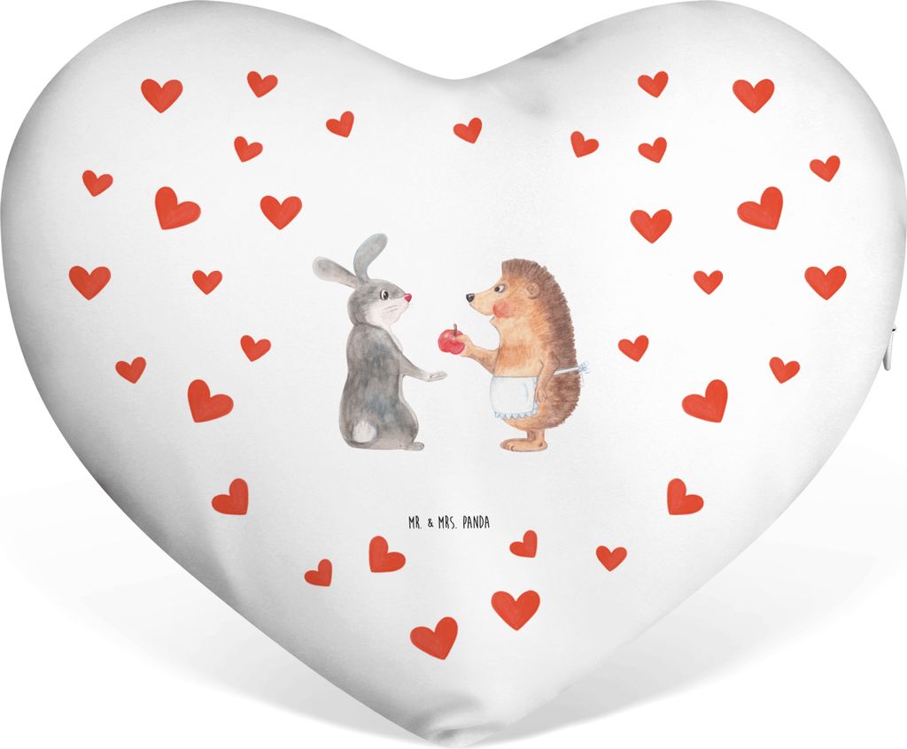 Mr. & Mrs. Panda Dekokissen Hase Igel - Weiß - Geschenk, Lustige Sprüche, Sofakissen, Hochzeitskissen, Trösten, Trennungsschmerz, Kuschelkissen,...