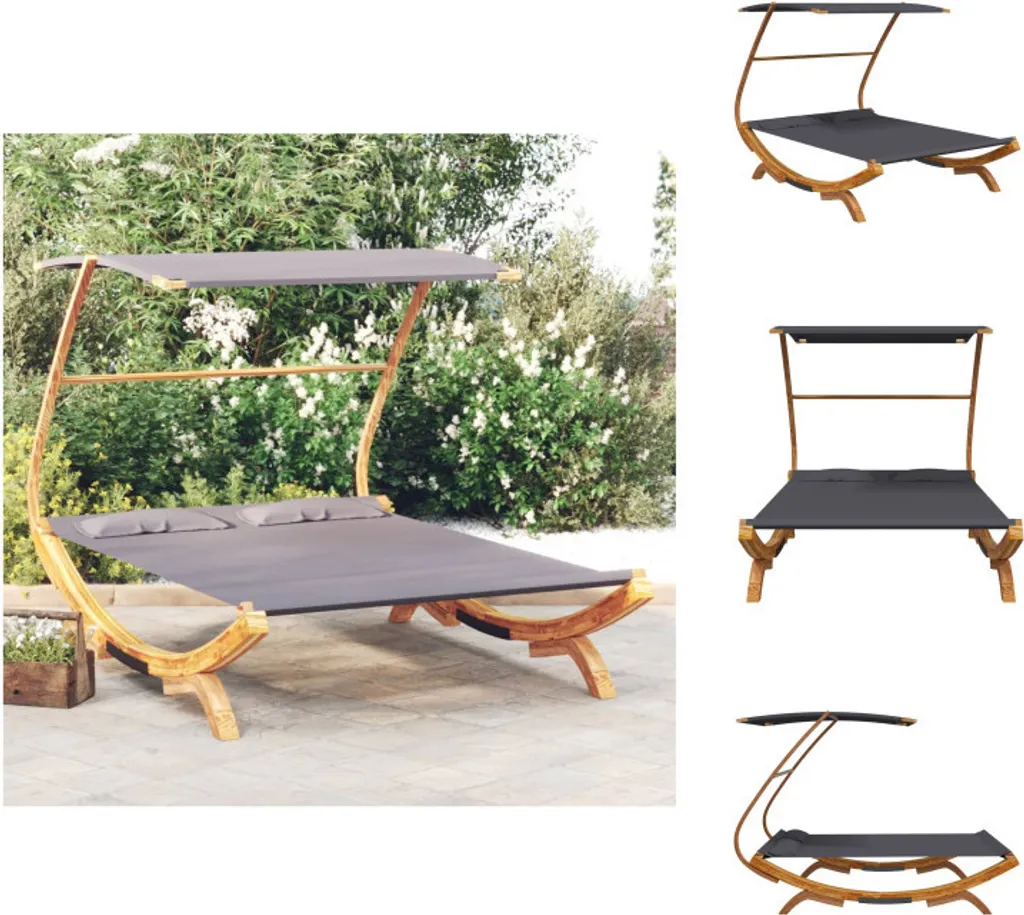 Lit de repos extérieur anthracite et bois massif pour détente au jardin