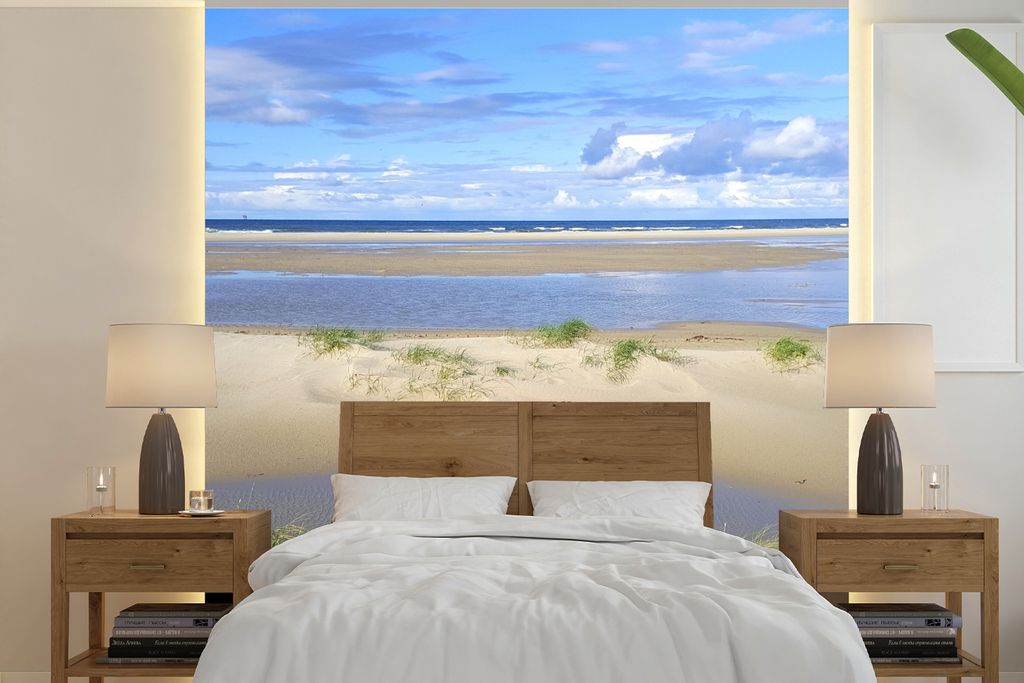 MuchoWow Fototapete für Wohnzimmer oder Schlafzimmer Wandtapete Vinyl Motivtapete Die Dünen von Vlieland - 300x300 cm - Wanddekoration