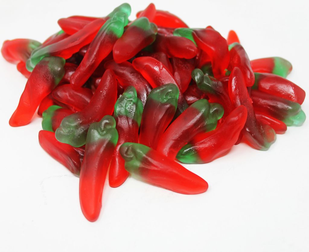 Fruchtgummi Hot Chili Peppers Schoten fruchtig süß Größe L 1000g