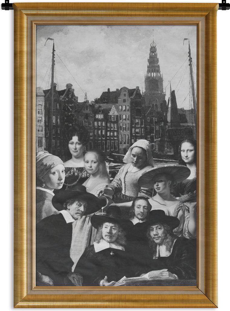 MuchoWow Wandteppich Wandbehang Kunst - Maler - Liste - Gold 120x180 cm Tapisserie Dekoration Wandtuch - Schlafzimmer - Dekorationen für das Haus
