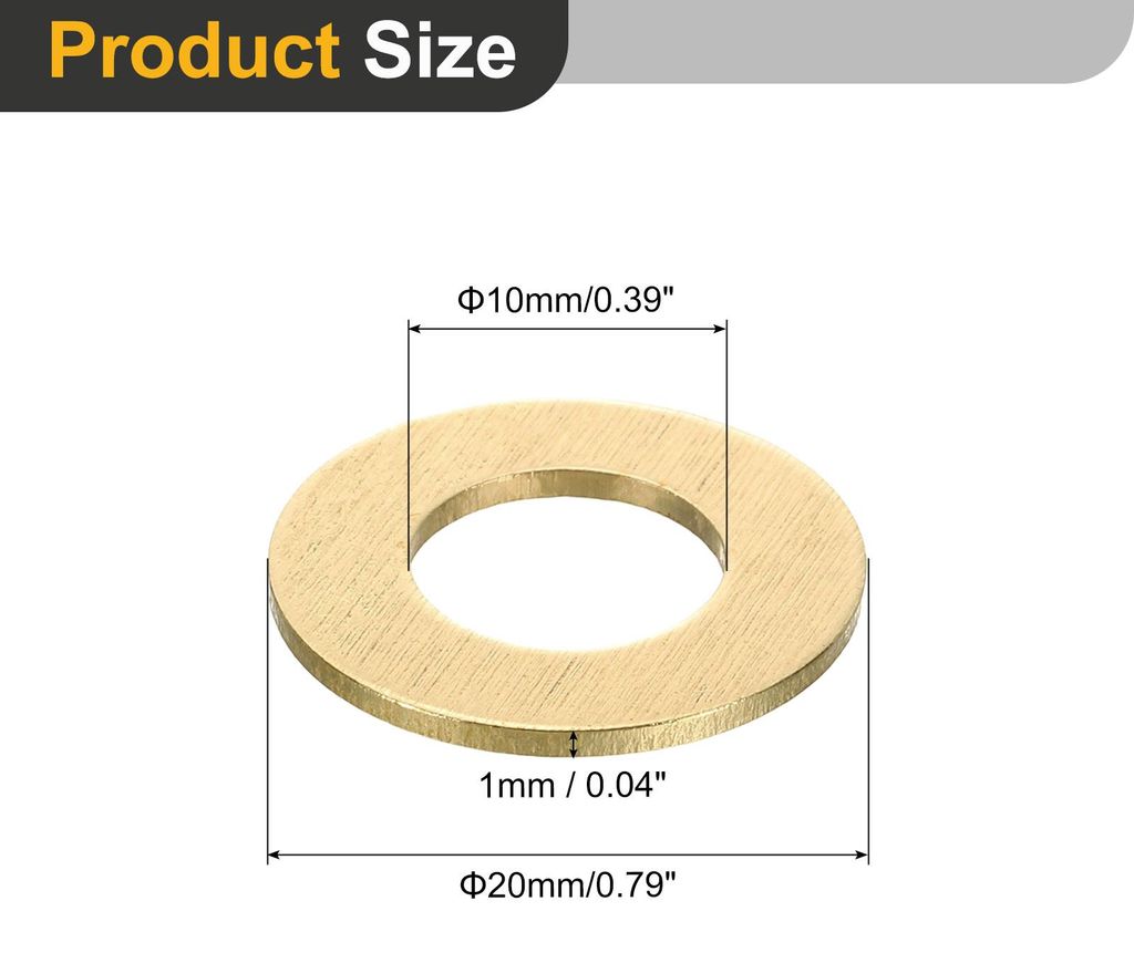15 Stš¹ck Unterlegscheiben Set, M10 x 20mm x 1mm Messing Ring Beilagscheiben Sortiment, Flach Sicherungsscheiben Dichtungsring Metallscheiben fš...