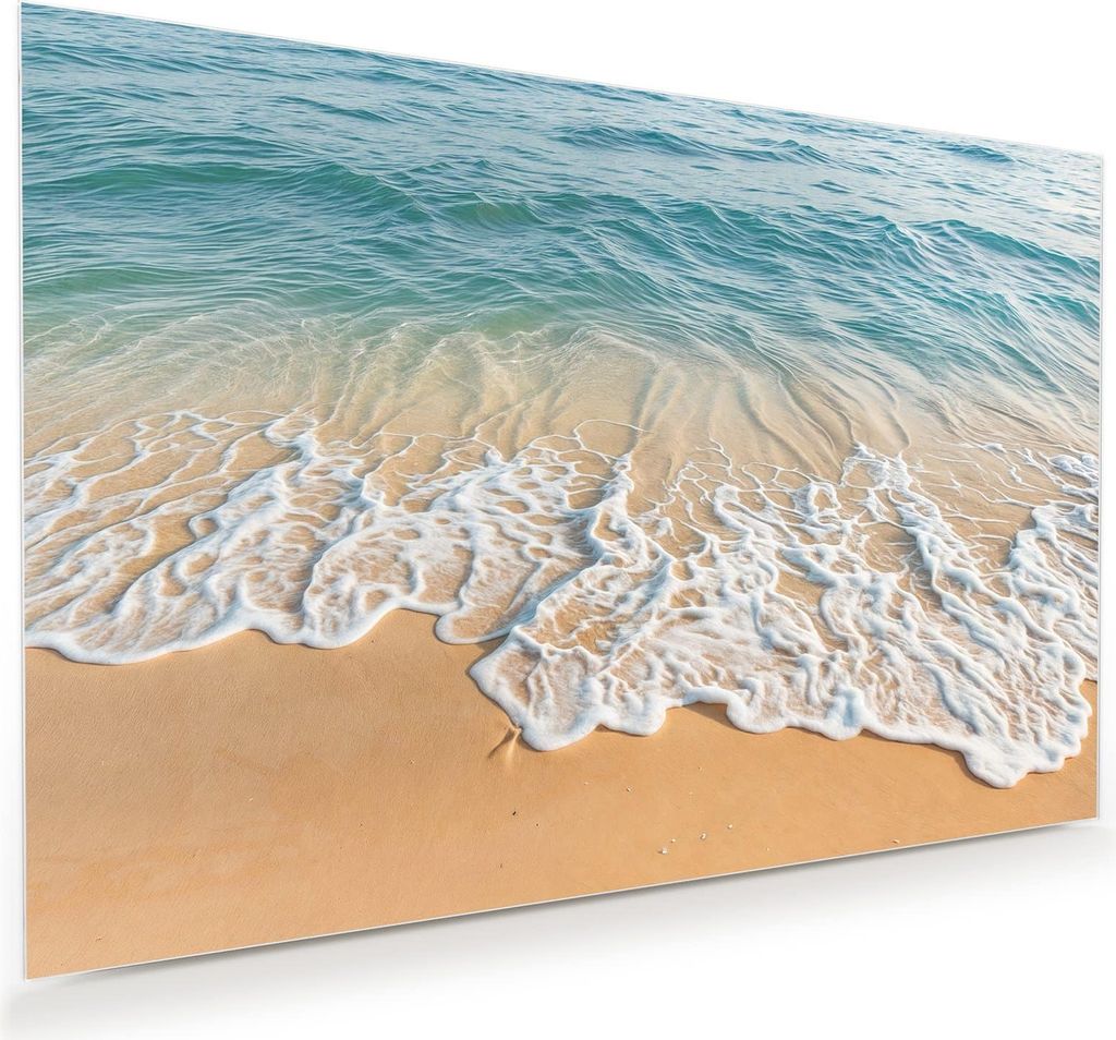 Glasbild 45x30cm in XXL für Wohnzimmer, Schlafzimmer Motiv Wellen am Strand