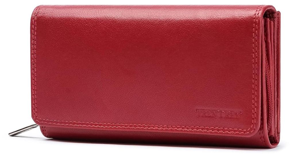 Frentree Portfel damski skórzany z ochroną RFID czerwony Zdjęcie produktu 