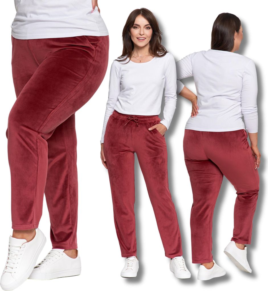 Damen-Velours-Hose Hochgeschlossenes Gerades Bein Bequemes Moraj Xxl