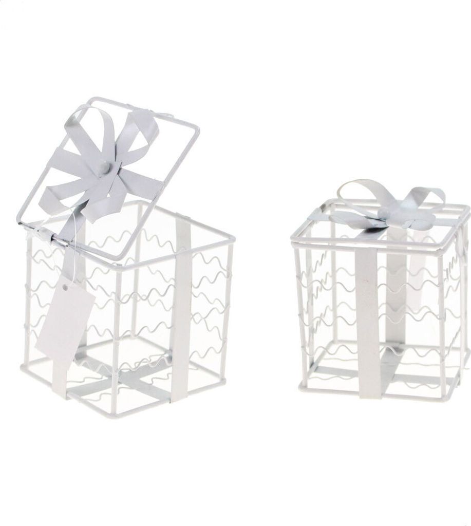 Box Gastgeschenk 7x7cm weiß eckig klein Geschenkbox Metall Giveaway Geschenk