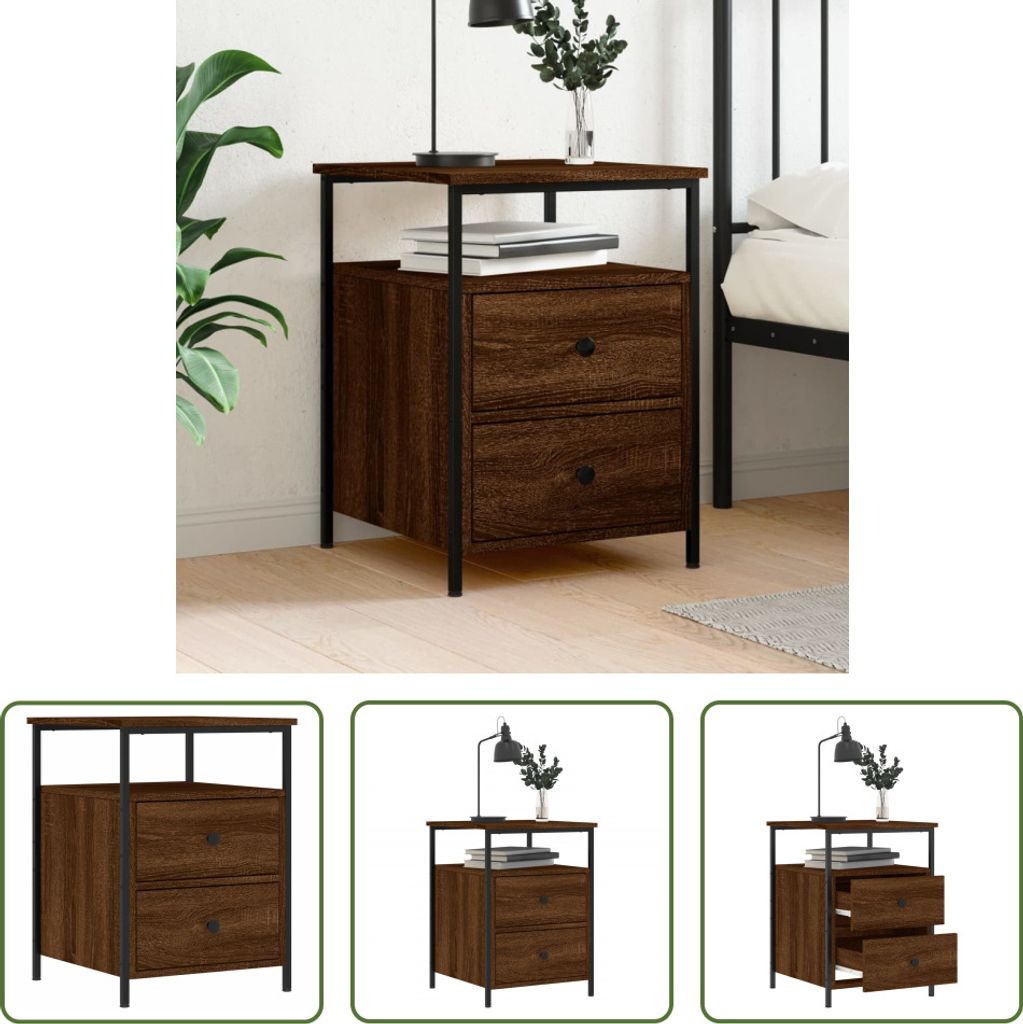 The Living Store Nachttisch Braun Eichen-Optik 44x45x60 cm Holzwerkstoff