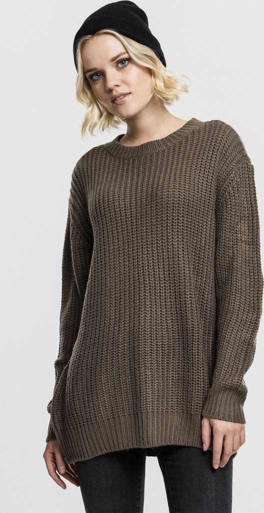Urban Classics Damen Pullover Ladies Basic Crew Sweater Army Green-S