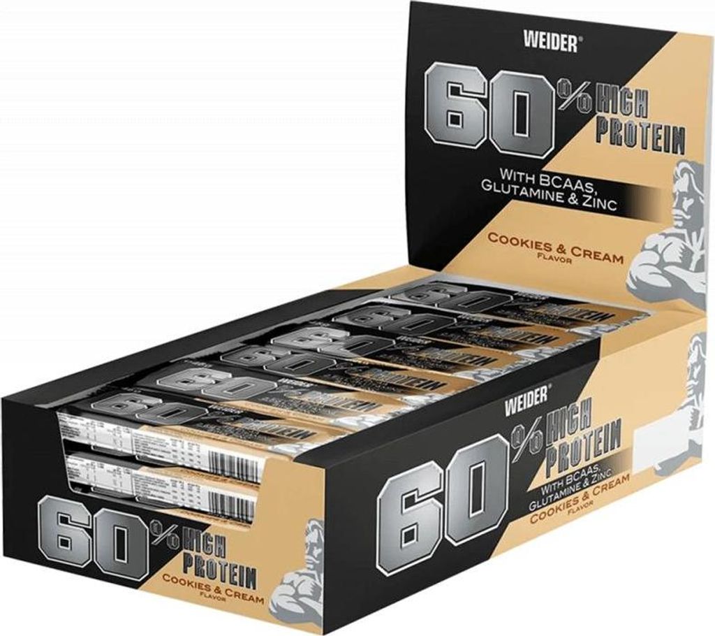 Weider 60% Protein Bar (24x45g) Cookies & Cream - Riegel - Protein-Riegel