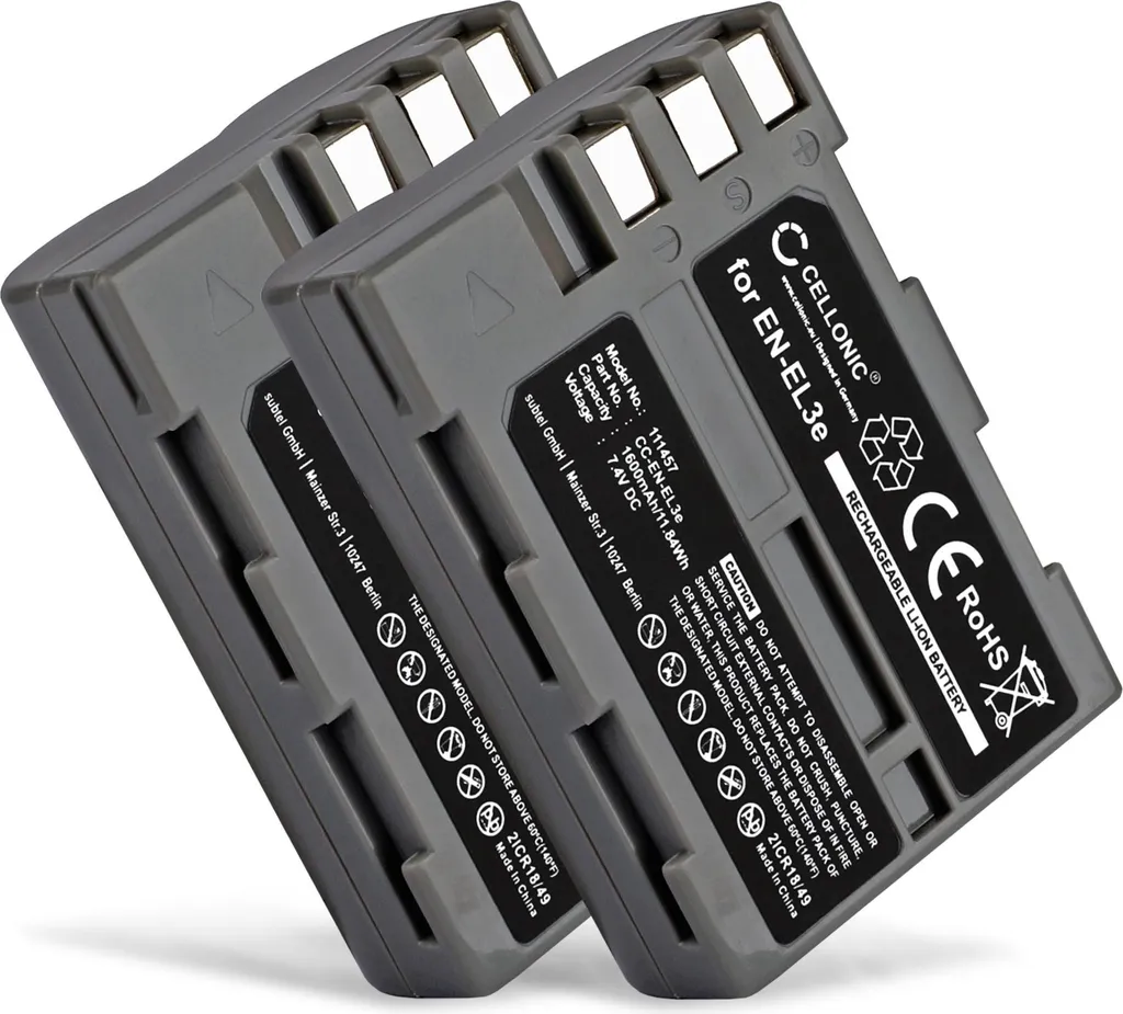 Set 2x Batterie CELLONIC per Nikon EN-EL3e | D90 D80 D300 1600mAh