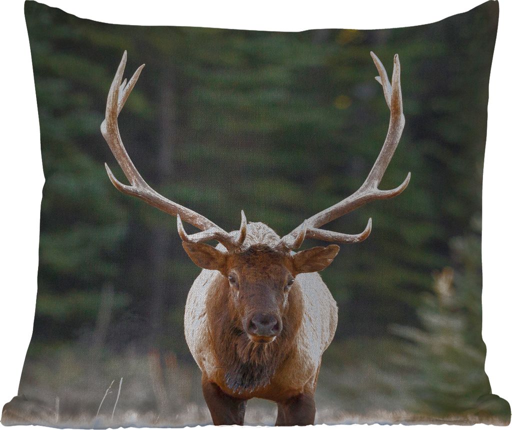 MuchoWow Outdoor Kissen - Hirsch - Baum - Geweih - 60x60 cm - Wetterfest - Lounge Kissen - Dekoration - Schlaf Kissen