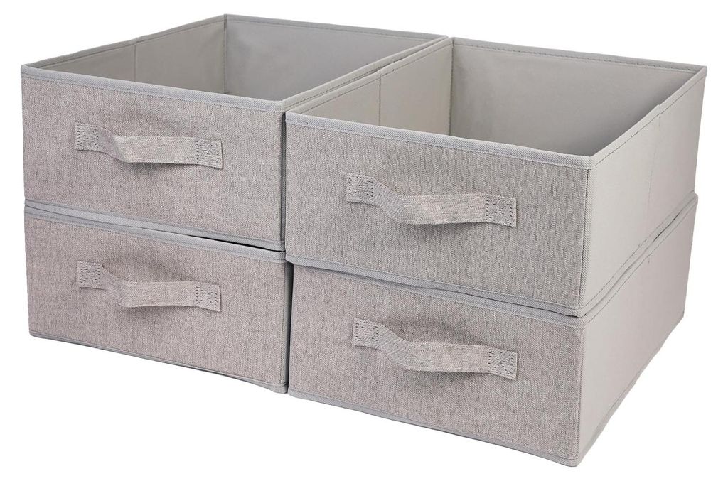Faltbare Aufbewahrungsbox, Schubladeneinsatz für Kallax-Schränke, grau (4 Stück, 39,4 x 29,4 x 14 cm)