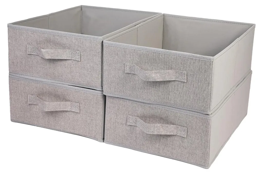 4 Boîtes Rangement Tissu Pliable Gris - Compatibles Étagère Kallax