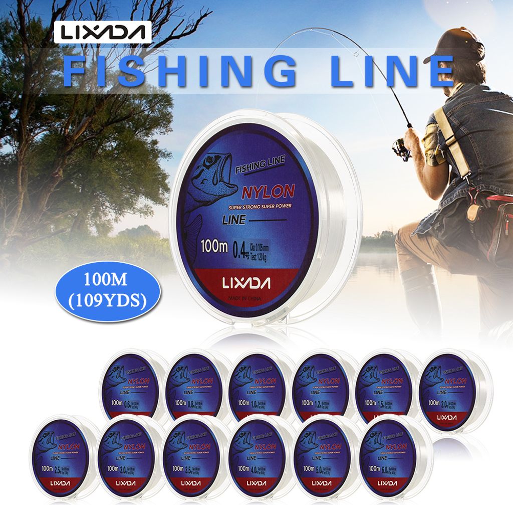 Lixada Angelschnur, 100 m, transparent, weiß, dünne Angelschnur, glattes Werfen, für Süß- und Salzwasser, Nr. 5.0, 0.373mm