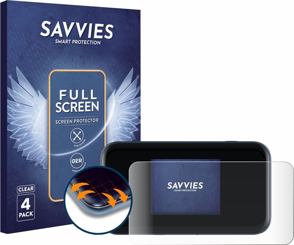 4x Savvies Fullscreen Schutzfolie für ZTE MU5002 Displayschutz Folie Fullcover Klar Transparent