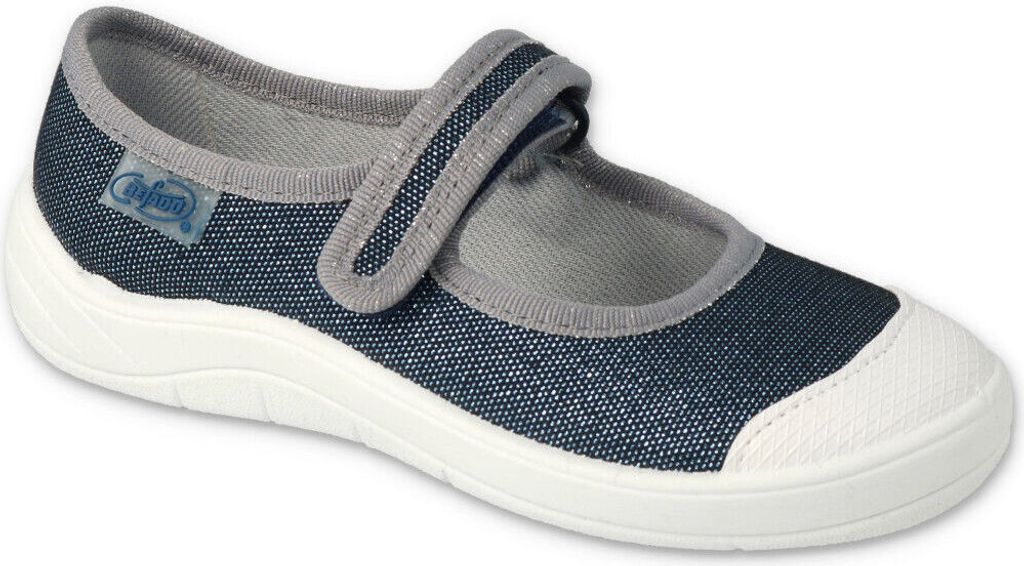 Mädchen Ballerinas Befado 208Y048 blau glänzend, Klettverschluss 36