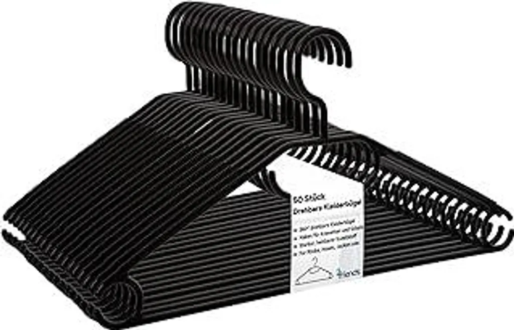 Stock 50 Grucce Nere Gancio Girevole Salvaspazio - Offerta Plastica UE