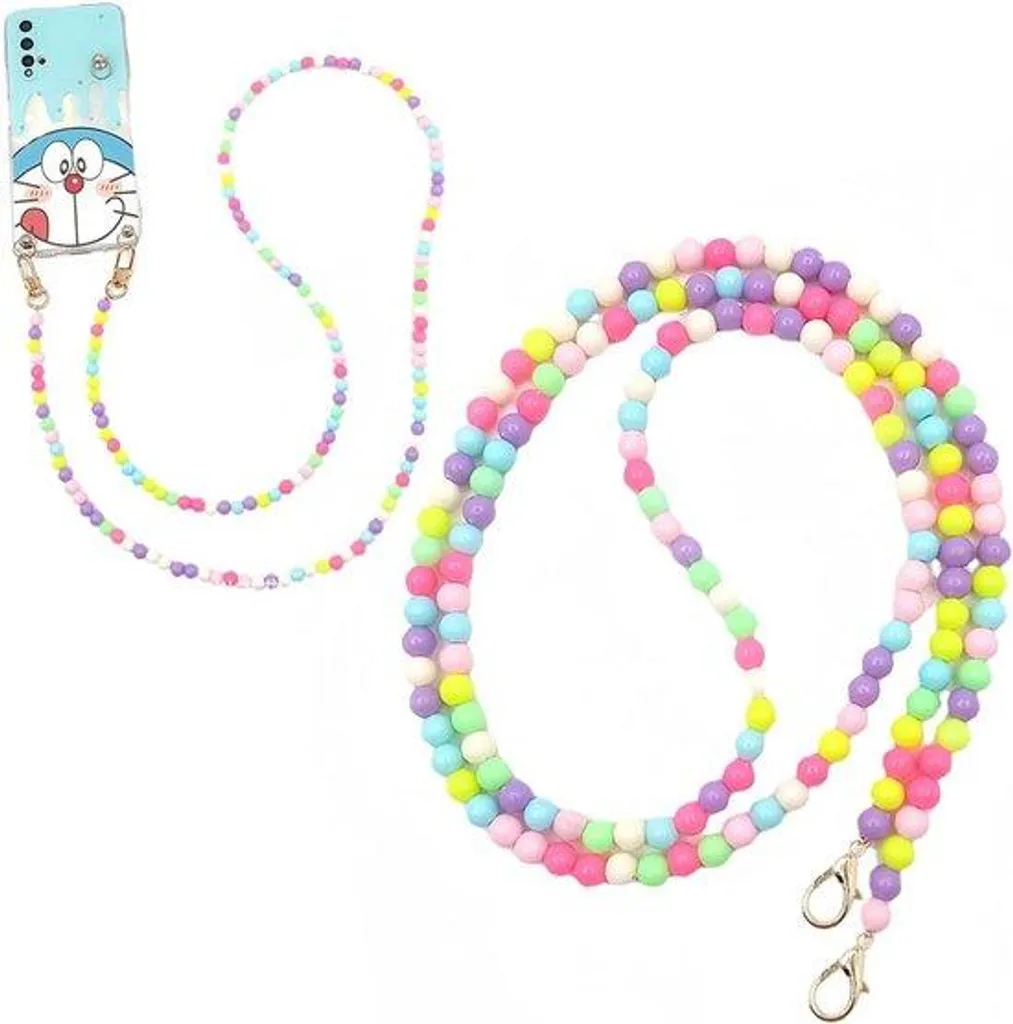 Dragonne téléphone arc-en-ciel en perles acryliques - Idéal vacances