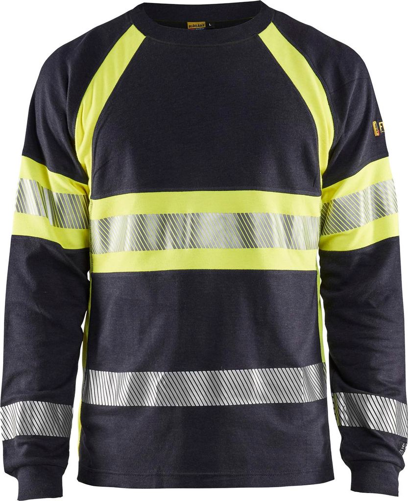 Blakläder Flammschutz Langarm Shirt Marineblau/Gelb 3484 1761, Farbe:marineblau/high vis gelb, Größe:L