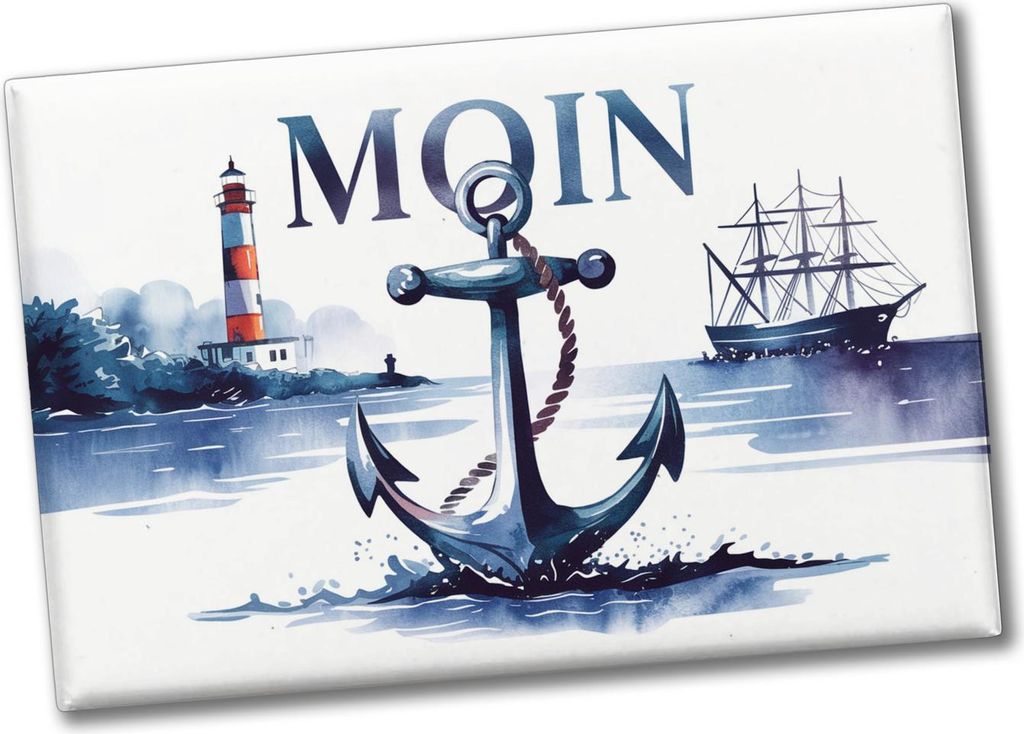 Anker MOIN Souvenir Souvenir Magnet mit Nordsee Aquarell