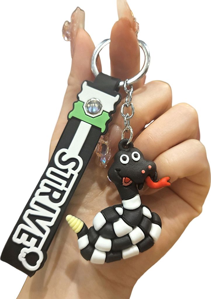 Cooler Schlüsselanhänger aus PVC mit Schlangenanhänger, dekorativer Schlüsselanhänger mit Umhängeband für Auto, Handtasche, Rucksack, Telefo...
