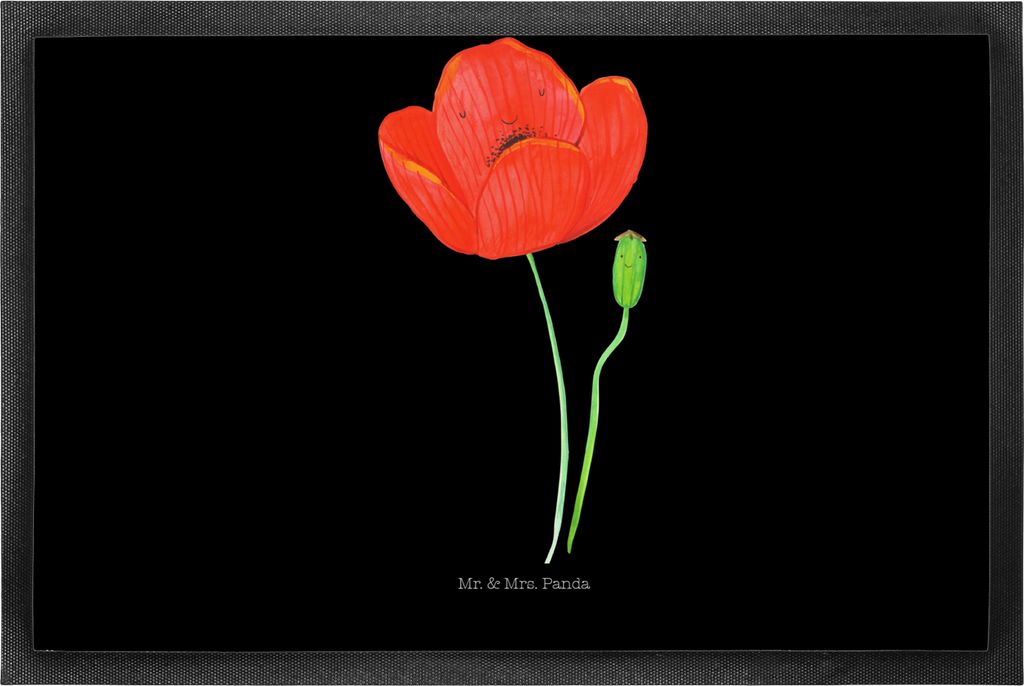 Mr. & Mrs. Panda fußmatte Blume Mohnblume 50 x 75 cm - Schwarz - Geschenk, Garten, Glaube, Respekt, Türmatte, Abtreter, Schmutzmatte, Selbstliebe...