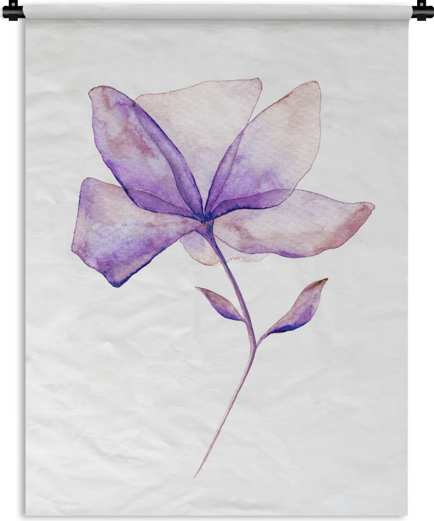 MuchoWow Wandteppich Wandbehang Blumen - Aquarell - Lila 150x200 cm Tapisserie Dekoration Wandtuch - Wandaufhängung - Moderner
