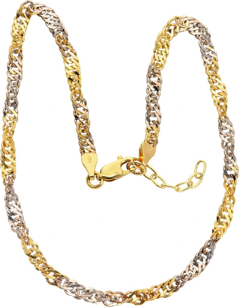 Massive Fußkette Größe XL 31 cm verstellbar echt Gold 333 (8 kt) in bicolor