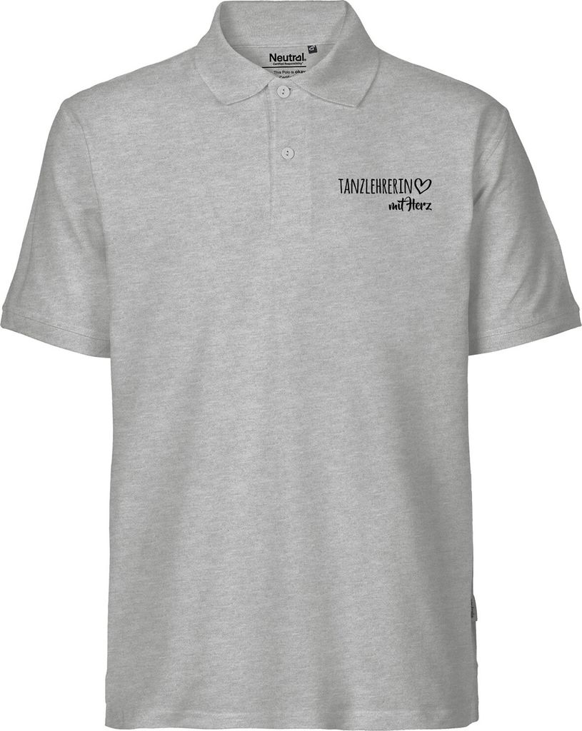 Huuraa Herren Polo Shirt Tanzlehrerin mit Herz S Sport Grey Bio Baumwolle Fairtrade Poloshirt Geschenkidee