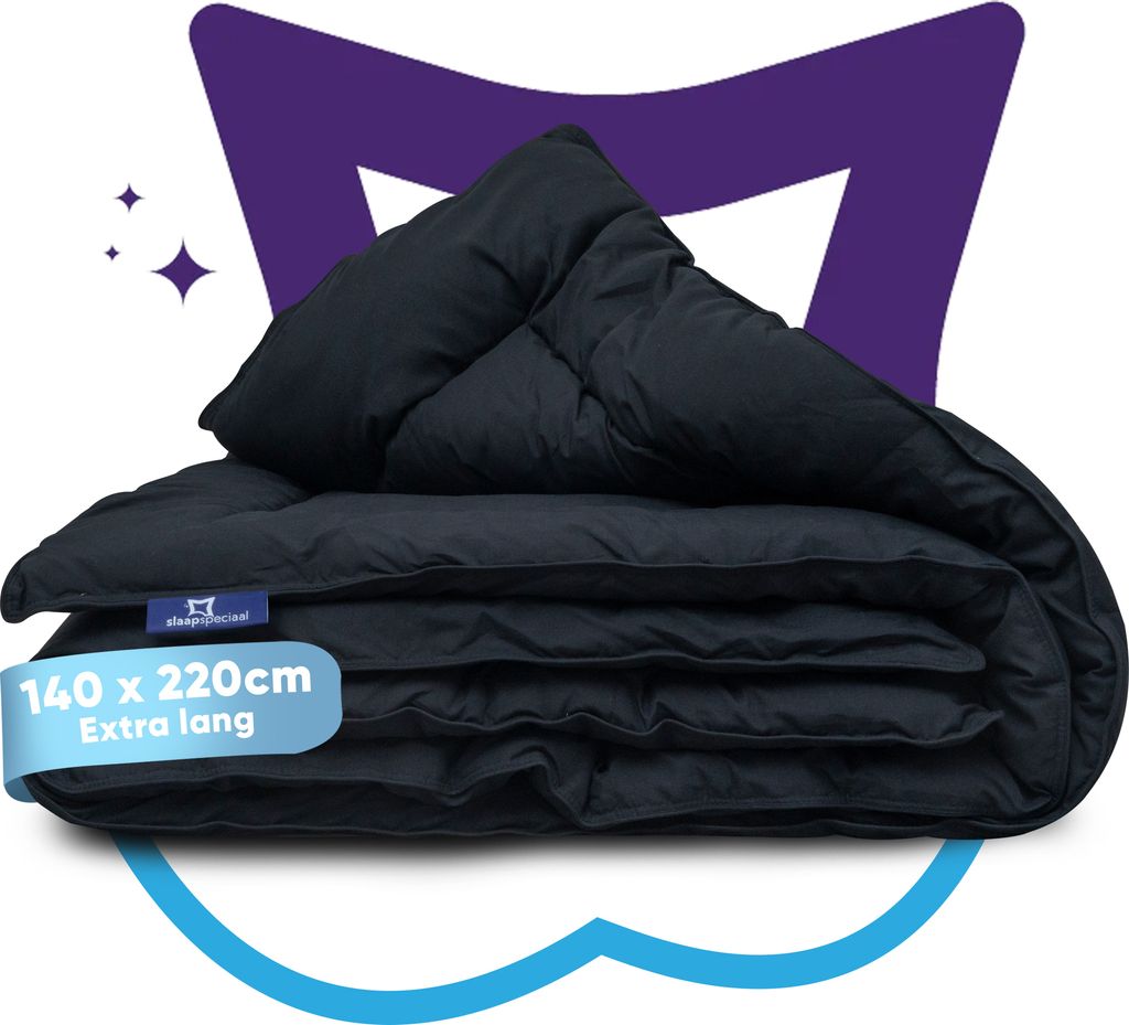 Slaapspeciaal Bettdecke ohne Bezug 140x220 - Ganzjahresdecke extra lang [Softcell Füllung], Steppdecke mit Gelfasern für Daunengefühl - Schwarz