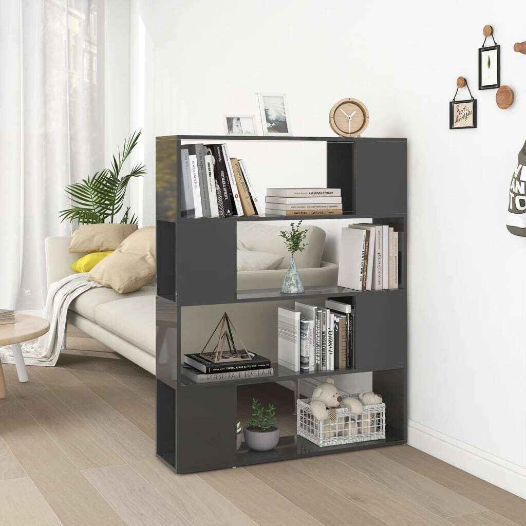 Maison Exclusive - Bücherregal Raumteiler Hochglanz-Grau 100x24x124 cm