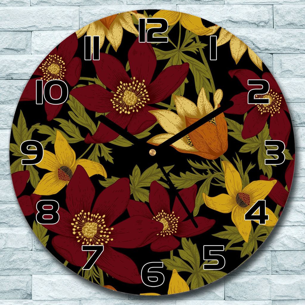 Wanduhr aus Glas Rund fi 30 Vintage Gänseblümche Quarz Deko Schlafzimmer Büro