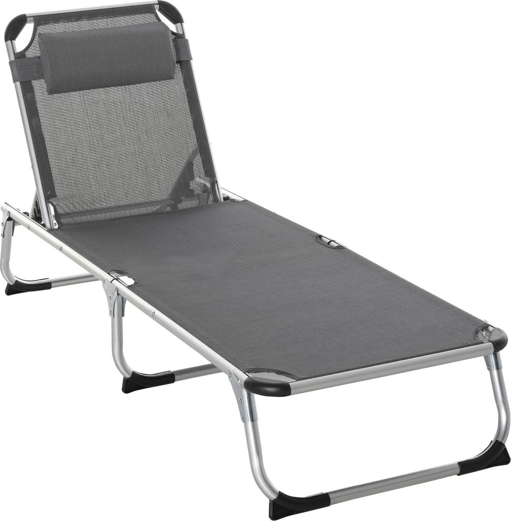Sonnenliege, faltbare Gartenliege aus Aluminium mit ergonomischem Netzstoff und 5-fach verstellbarer Rückenlehne, ideal für Garten & Terrasse, , ...
