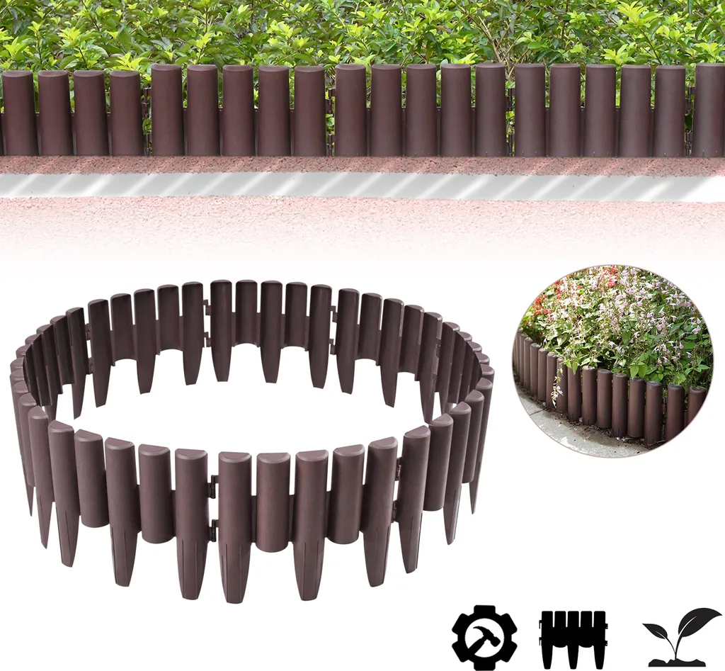 Bordure de Pelouse Flexible Marron 5,6m LZQ pour Allée et Massif