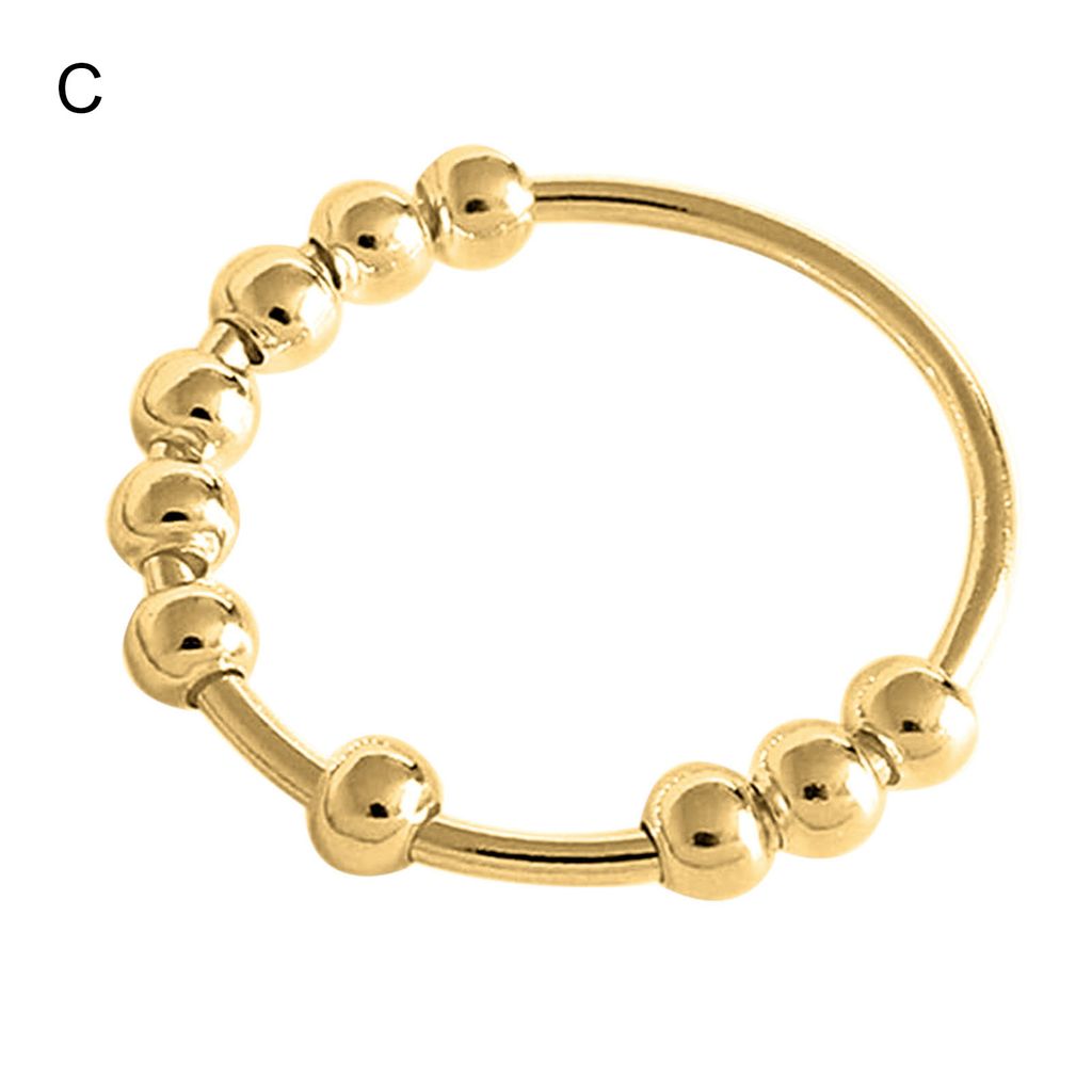 Fingerring, charmantes, rotierendes Perlendekor, minimalistischer, polierter Hochzeitsdekor-Bandring für den täglichen Gebrauch-Golden C