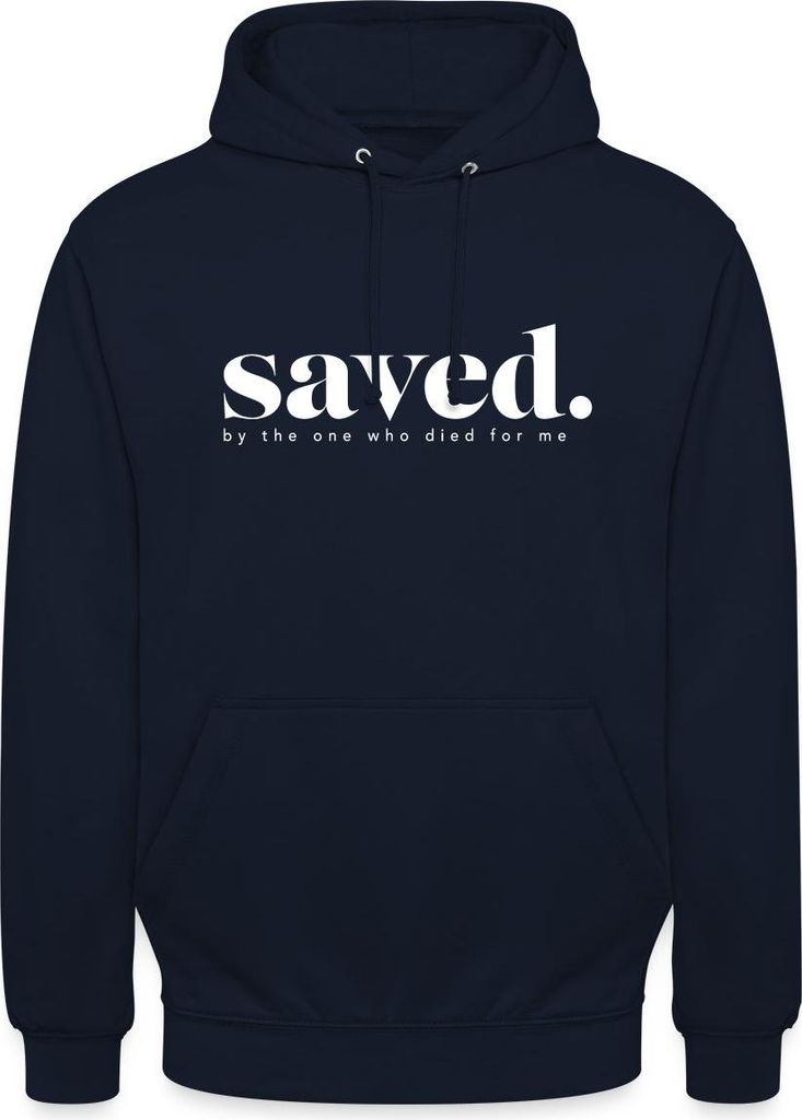 Spreadshirt Saved By Jesus Gott Religion Christus Christ Uni Hoodie, XL, Navy