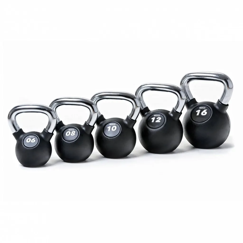 Kettlebell silencieux RUBBER-CHROM 24 kg pour protéger vos sols durs