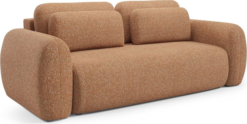 Sessame - Schlafsofa für 3, 266x121 cm Orange, mit Stauraum