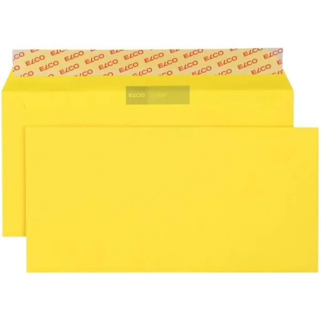 Enveloppe Couleur Jaune DIN Long DL sans Fenêtre ELCO - Pack de 250